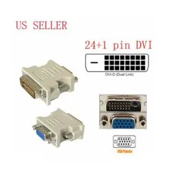 DVI-D 24+1 25 Pin Male To VGA 15 Pin SVGA Female Video Monitor Adapter Converter