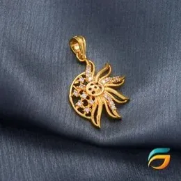 Gold Plated Rich Look Half Flower Theme Pendant With Stone For Ladies.