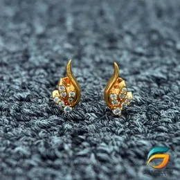 Gold Plated Akal Lamp Theme Earrings With White Stone for Women and Girls Screw Back.
