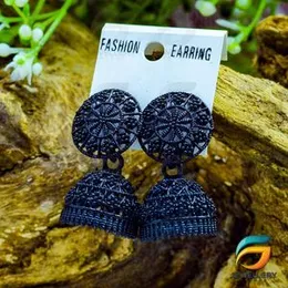Black Colour Earring Modern traditional Light Weight Black Colour Beads Round Oxidised Jimikki Earrings for Women.