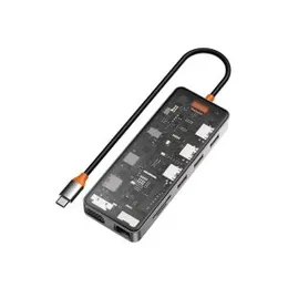 Wiwu CB011 Transparent 11 In 1 Cyber USB-C Hub – Space Grey