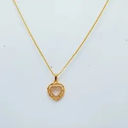 Gold Plated 1MM Box Chain With Double Heart  Pendant for Women.