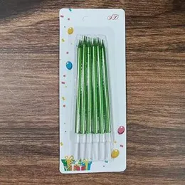Premium Quality Green Long Pencil-Shaped Cake Candles, 6 Pcs for Decorating Cakes Festive Events