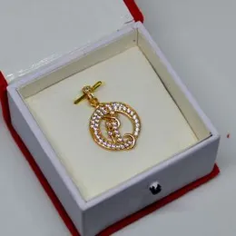 Stylish Gold Plated Round Stone Pendant For Women
