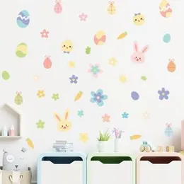 Pumkins Cute Bunny Bloom Flowers Ester Eggs Wall Stickers for Kids Room Bedroom Living Room Door Wall Decoration Wall Sticker for Baby Boy Girl Room N