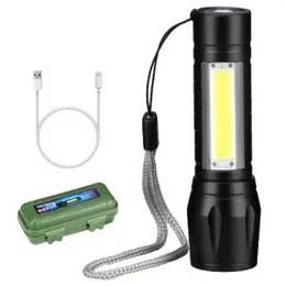 Flashlight camping cob led Rechargeable battery light