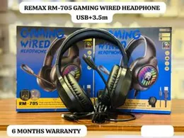 Remax RM-705 RGB Gaming Wired Headphones Black | 3.5m Cable | High-Quality Sound