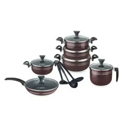 The Harvest Premium Quality 15 Pcs Cookware Set (BLACK / BROWN)