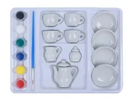 DIY Ceramic Painting Tea Set - 15 Pieces Drawing Cup Pattern Tea Set