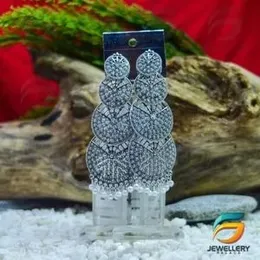 Silver Plated Four Wheel Metal Dangle Earrings With White pearl Drop for Women.