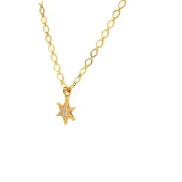 Gold Plated Guaranteed 18/24 inch 04mm Plane Link Chain with Star Pendant Necklace for ladies.