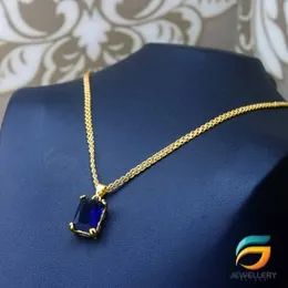 Góld Plated Chain With Pendant 18/24 inch 02MM Bismark Chain with Dark Blue Box Shape Stone Pendant Neclace for Ladies & Girl.