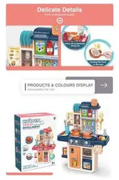 Kitchen Spray Intelligent Pretend Play Kitchen Set for Kids - 42 Pcs Steam, Running Water, Simulate Live Cooking & Washing Dishes