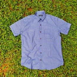 Premium Cotton Short sleeve Check Design Shirt – Blue