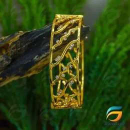 Gold Plated Guarantee Curve Thin Lock Bangle with White Stone for Women With Stone Fashion Jewelry Gift.