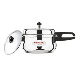 Butterfly Cute 3L Stainless Steel Pressure Cooker – Induction Compatible with Glass Lid (Outer Lid Design)