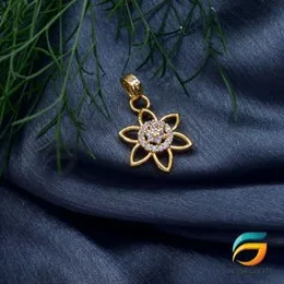 Gold Plated Flower Pendant With Stone For Ladies Fashion Stylish Rich Look Pendant For Women.