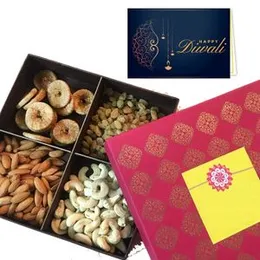 Delight Foods Premium Assorted Dry Fruits Gift Box 400g | Afghani Anjeer + Raisins Large + Cashews WL320 + California Almonds | Gift Pack (Regular) FR