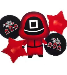 5 Pcs Foil Ballons Squid Game Birthday Party Decoration