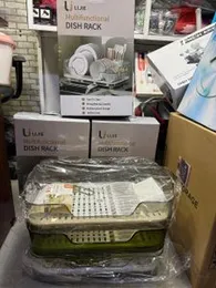 Dish Drying Rack For Kitchen Counter, Dish Rack With Automatic Drainage System, Rustproof Dish Drainer Tray With Detachable Utensil Holder