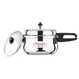 Butterfly Cute Stainless Steel Pressure Cooker 5.5L – Induction Compatible with Glass Lid (Silver)