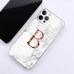 Funda de teléfono nitial con letra N S a la moda para iPhone15 14 13 11 12 Pro Max Mini X XR XS 7 8 Plus SE, funda suave con textura de mármol de lujo