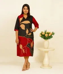 Red with Beige, Brown and White Premium Batik SV 15