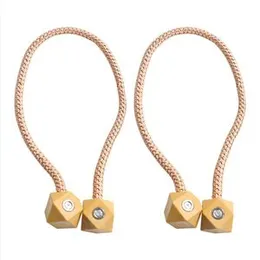 Ramcha Hexa Polyester and Magnet Curtain Tiebacks Drapery Holdbacks Binding Tie Band for Living Room Decoration, Medium, Rose Gold - Set of 8 Pieces