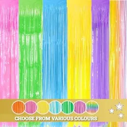 Birthday Pastel Foil Curtain Fringe Party Backdrops Balloons Pastal Curtain