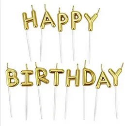 Happy Birthday Metallic Letter Candle Cake Topper - Gold / Silver