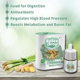 Spice Drop Lemongrass Ginger Natural Extract | Best Used For Herbal Tea, Soups, Shakes, and Beverages | No Added Preservatives | Vegan Paleo Friendly