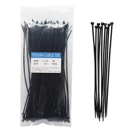 Cable Tie 100 pcs Nylon 3.6 x 200 mm 7.8 inch Black Color Self-locking Plastic Wire Zip Tie