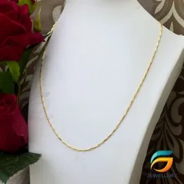 Gold Plated Thin 01mm V-Cut Chain Guaranteed 18/24 inch Stylish Design For Women