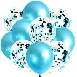 10 Pcs Balloon Set with 5 Confetti & 5 Chrome Balloons Wedding Birthday Anniversary Party Decoration