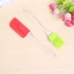 2pc silicon oil applying brush and spatula cooking kitchen spoon