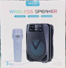 GTS-2116 Wireless Bluetooth Speaker – Portable 3″ Rechargeable Music Speaker with Mic – Outdoor Wireless Audio System for Phone, Laptop, PC, Tablet –