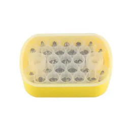 25 Pc Cake Decorating Supplies icing nozzle set With Reusable 02 Couplers and Storage box