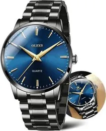 OLEVS Mens Watches Stainless Steel Wristwatch Luminous Analog Quartz Fashion Business Sport Watches for Men