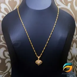 Gold Plated Guaranteed 18/24 inch Karali / Disco Chain with Heart Pendant With Two Line Necklace for Ladies.