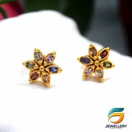 Gold Plated Judith McCann Earrings - ,Gorgeous Stone Earrings For Ladies With White Stone Fashion Stylish Rich Look Earring For Women.