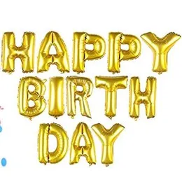 13Pcs 16" Happy Birthday Letter Banner Balloon Party Foil GOLD