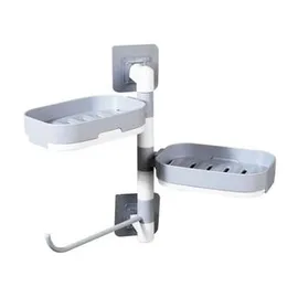 Multifunctional Wall-Mounted Rotary Drawer Soap Box – Modern Ceramic Bathroom Storage Shelf with Swivel Design