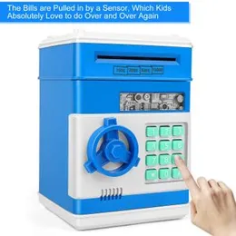 Number bank electronic money saving box childrens coins and bills safe