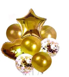 8 Pcs Foil Balloon Set with Confetti, Heart & Star Balloons Wedding Birthday Anniversary Party Decoration