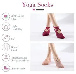 Non Slip Yoga Socks Pair - Anti-skid Sports Socks with Elastic Cross Straps for Women and Girl, Ideal for Pilates Ballet Indoor Fitness Yoga Trampolin
