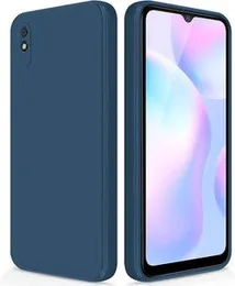 Redmi 9a soft matte liquid silicone Case Back Cover for Redmi 9a - Blue
