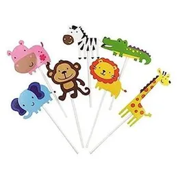 7 Pcs Animal Jungle Cup Cake Toppers Birthday Party Cake Top