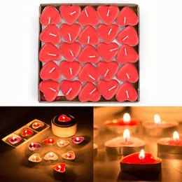Red Heart Shaped Tea Light Candles, 50 PCS Perfect for Weddings & Events