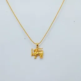 22kt Plated 1mm Box Chain Lion Casting Pendant for Women-18 inch