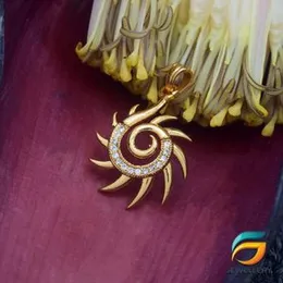 Gold Plated Pendant Sun Theme Pendant With White Stone For Ladies Fashion Stylish Rich Look Pendant.